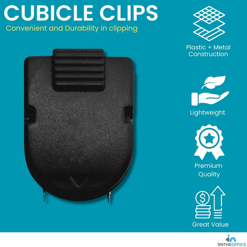 1InTheOffice - Clips para cubículos para paredes de tela, clips