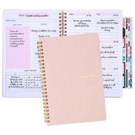 Undated Weekly Planner with Habit Tracker, 52 Weeks To Do List Notebook A5 Weekly Goal Planner with Spiral Binding & Stickers Home Work School Supplies for Women Girls 8.2" x 5.7" - Pink