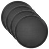 QWORK Restaurant Grade 14-Inch Round Non-Slip Tray, 4 Pack, Black