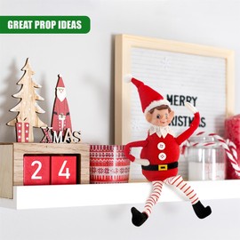 The Magic Toy Shop Christmas Elf 13.8"/35cm - Poseable Limbs, Long Legs, Soft Body with Sand-Filled Base & Vinyl Head - Xmas Elf Decoration for Shelf, Santa's Little Helper, Soft Toy