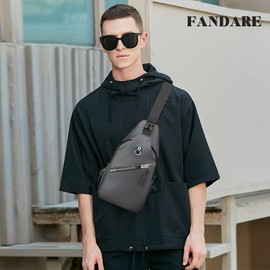 FANDARE Men's Chest Bag Sling Bag Shoulder Bags Shoulder Bag with USB Charging Port Bum Bag Crossover Backpack Daypacks for Men Outdoor Travel Camping Hiking Backpacks Crossbody Pack, gray