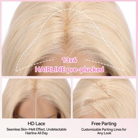 topshe Blonde 13x4 HD Lace Front Wig, 26 Inch Body Wave Wigs for Women