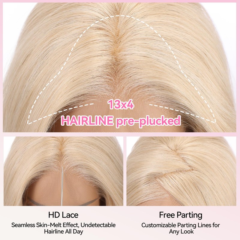topshe Blonde 13x4 HD Lace Front Wig, 26 Inch Body