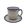 BLUESTAMP Bunzlauer Keramik Hand-Painted Cup with Saucer 280 ml, Decor