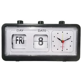 Haptufer Mechanical Alarm Clock Novelty Flip Clock Desktop Digital Clock with Calendar Clock Home Decor Retro Decor,Black