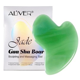 【Gua Sha Viral Set】Aliver Natural Jade Gua Sha Tool with Castor Oil – Face & Body Massage Scraping Board, 2 Colors for Skin Lifting & Glow