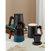 suyika Tea Cup with Infuser and Lid, 15.2 Ounce Wood