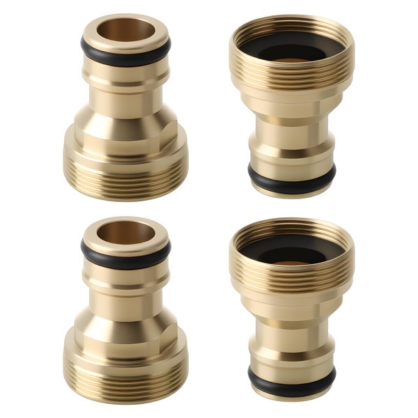 4 PCS Tap Connector Set, Brass Hose Connector Universal Garden
