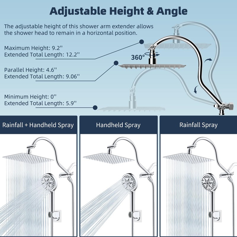 Hibbent All Metal CUPC Certified Shower Head, 10'' High Pressure