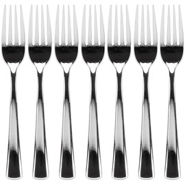 Plastic Cutlery Silverware Extra Heavyweight Disposable Flatware, Full Size Plastic Forks Like Silver 24 Pack