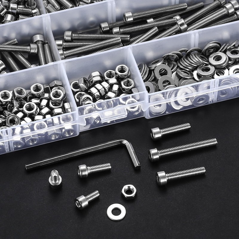 M4 Screws Set, 420 Pieces Cylinder Screws with Hexagon Socket