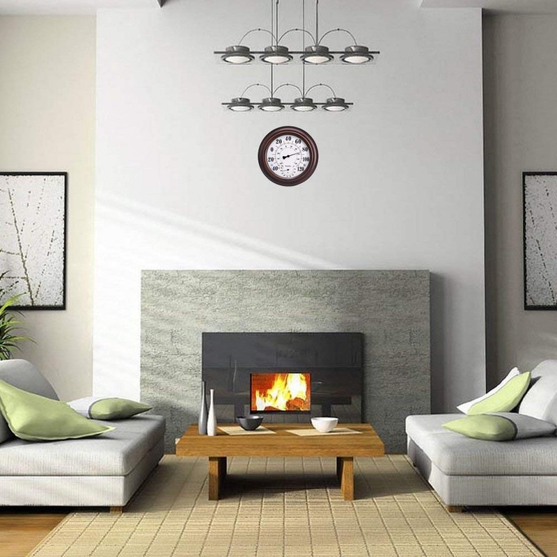 Indoor Outdoor Thermometer - Premium Steel Wall Thermometer Hygrometer for