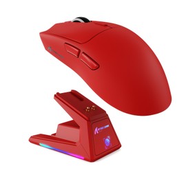 Attack Shark X1 Wireless Gaming Mouse with RGB Charging Dock, PAW3950 PRO Sensor Up to 40K DPI,53g Ultralight Tri-Mode Computer Mice,1KHz Polling Rate 5 Programmable Buttons for Win/Mac-Red