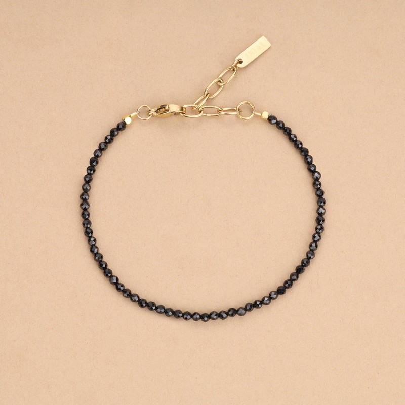 Koai Women's 2mm Tourmaline Moonstone Amethyst Birthstone Bracelet, Stone Stainless