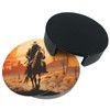 Famame 6 Pcs West Desert Cowboy Sunset Leather Coasters for