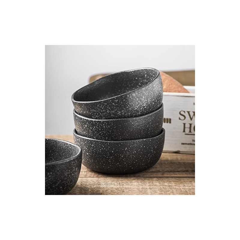 Stone Lain Stoneware Dish Set, 4 Bowls, Tom - Black