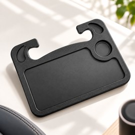 Car Steering Wheel Tray for Eating & Laptop Use – Built-In Cup Recess for Parked-Car Meals and Work