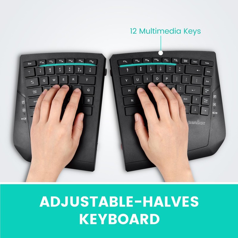Perixx PERIBOARD-624B US, Wireless Ergonomic Split Keyboard - Up 30