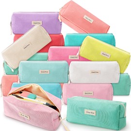 Feifeiya 24 Pcs Small Pencil Case Bulk Aesthetic Pencil Pouches Zipper Marker Pen Bag 12 Colors Waterproof Office Organizer Cosmetic Makeup Bag for Travel, Office Supplies