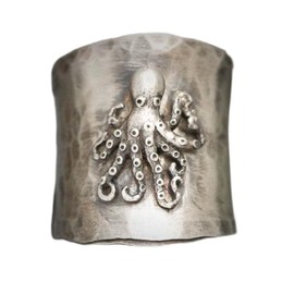 ASFKIPMF S925 Sterling Silver Cuttlefish Squid Wide Bands Ring for Women Girls,Octopus Thumb Ring,Index Finger Inkfish Ring,Retro Gothic Punk Style Jewelry Silver Black Vintage Rings Size O