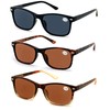 V.W.E. 3 Pairs Rectangular Lightweight Reading SunGlasses Outdoor Readers Glasses