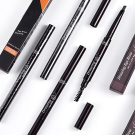 BUBIQUER Eyebrow Pencil, Waterproof Eyebrow Makeup with Soft Spoolie Brush, Long Lasting UltraFine Triangle Shaped Pencil, Creates Perfect Natural Eyebrows (Soft Brown)