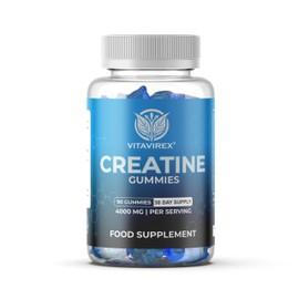 Creatine Gummies 5000mg (5G) for Men & Women - 90 Chewable Creatine Monohydrate Gummies Strawberry Flavoured | Pre Workout Gym Supplement| Muscle Boost| 3 Per Day - Vegan & Halal (1X)