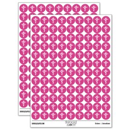 Brazen Serpent on Cross Good and Evil 200+ Round Stickers - Matte Finish - 0.50" Size - Hot Pink