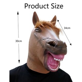 Gwezmxs Horse Mask, Latex Animal Masks Adult for Carnival/Halloween Costume Party, Fun & Fun, Brown