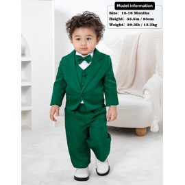 A&J DESIGN Baby Suit Infant Boys Tuxedo Formal Wedding Christmas Christmas Dress Ring Bearer Outfit Green 3-6 Months