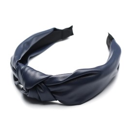 QinGoo Leather PU Headband Women's Headbands Hair Accessories Headpiece 1 Piece (Navy)