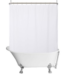 N&Y HOME Waterproof Fabric Clawfoot Tub Shower Curtain 180 x 70 inch All Wrap Around, 36 Hooks Included, Breathable Fabric, Machine Washable, White, 180x70
