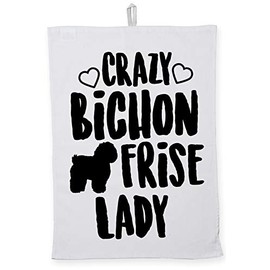 Hippowarehouse Crazy Bichon Frise Lady Tea Towel Eco Printed Dish Cloth Kitchen accessory 50cmx70cm 100% Cotton