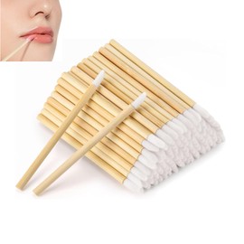 Lipstick Concealer Brushes Bamboo Lip Brushes Disposable Lip Brushes Lipstick Applicator Wand Tool Make Up Brush Bamboo Handle Makeup Tool Kits for Lips Eyes Concealer Makeup Beauty Tool kit