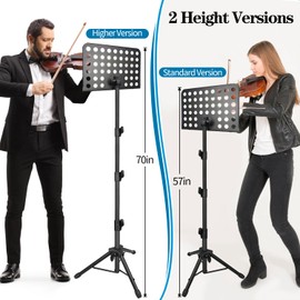 70in Sheet Music Stand, Heightened Music Stand, Adjustable Music Sheet Stand Portable Folding with Carry Bag for Guitar, Ukulele, Violin Players(Higher Version, 1 pack)