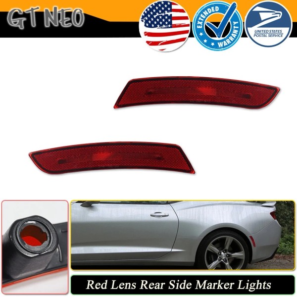GTINTHEBOX 2PCS Red Lens Rear Bumper Side Marker Light Lamps