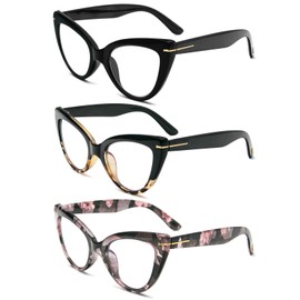 DXYXYO Oversized Cat Eye Reading Glasses Women Blue Light Blocking with Magnification 1.75 Computer Readers Vintage Fashion Cute Eyeglasses 3 Pack