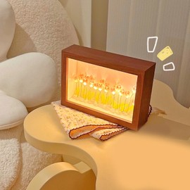 Tulip Light Photo Frame Flower Night Lamp Floral Picture Frame for Home Decoration, Gift for Family and Friends, Holds Cherished Memories, for Living Room Bedroom
