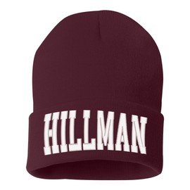 Hillman College Embroidered Beanie Hat Retro 80's HBCU Apparel Knit TV Sitcom Toboggan for Men and Women (US, Alpha, One Size, Maroon)