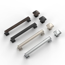 Amerdeco 10 Pack Polished Chrome Cabinet Pulls 5 Inch(128mm) Hole Center Cabinet Hardware Kitchen Cabinet Handles for Bathroom Drawer Pulls Dresser Pulls ZH0001