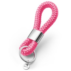 Key pendant with silver metal in maritime design made of sailing rope, in many different colours, elegant key chain, Shining Pink