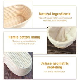 DAJASD Bread Proofing Basket, 2PCS 25cm/10Inch Oval Natural Rattan Banneton Proofing Basket, Sourdough Proving Basket with Linen Cloth Liner, Sourdough Bread Professional Home Making Tool Kit