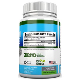 Magnesium Glycinate - 1600 mg - 180 Vegan Capsules - Maximum Absorption - Chelate Vegan Supplement - High Bioavailability - Great for Heart Health and Muscle Cramps