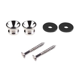 Missmore Metal Strap Lock Buttons End Pins with Mounting Screws for Electric Acoustic Guitar, Bass, Ukulele, Silver-2 Pack