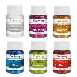 Eupheng 0.025" 6 Colors Glitter for Soft Plastic Lure Making, Premium Fishing Lure Glitter Powder, Heat/Solvent Resistant, 2/3oz Each