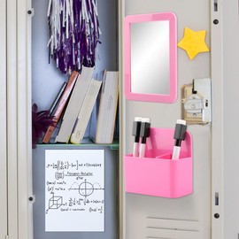 Locker Accessories for Girls 14 Pcs Locker Magnetic Organizer Back to School Supplies Kit Include Whiteboard Mirror Pen Holder Markers Magnets for School Office Lounge Refrigerator(COLOR:3D flower)
