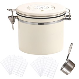 Restynic Stainless Steel Coffee Canister, 40 fl oz (1200ml), Airtight Lid with CO2 Valve, Date Tracker, Transparent Window, Scoop, Coffee Bean, Ground Coffee, Tea, Sugar Storage Jar for Coffee Lovers