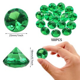 LYHLYA Gemstones for Children, Green Acrylic Diamonds, 25 mm, Decorative Diamonds, Acrylic Gemstones, Fake Gemstones for Vase Fillers, Wedding Vases, Table Decoration, Party Decorations
