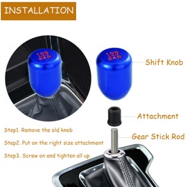 Temzzer Gear Knob 5 Speed Weighted Shifter Knob Gear Stick Short Handle for Most Manual Automatic Vehicles (Blue)