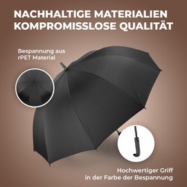Langenberg Storm Proof LORD Umbrella - [Extra Span Width] Large Umbrella with Sustainable Canopy - Umbrella Including Automatic Opening, Windproof Technology and Elegant Handle, black